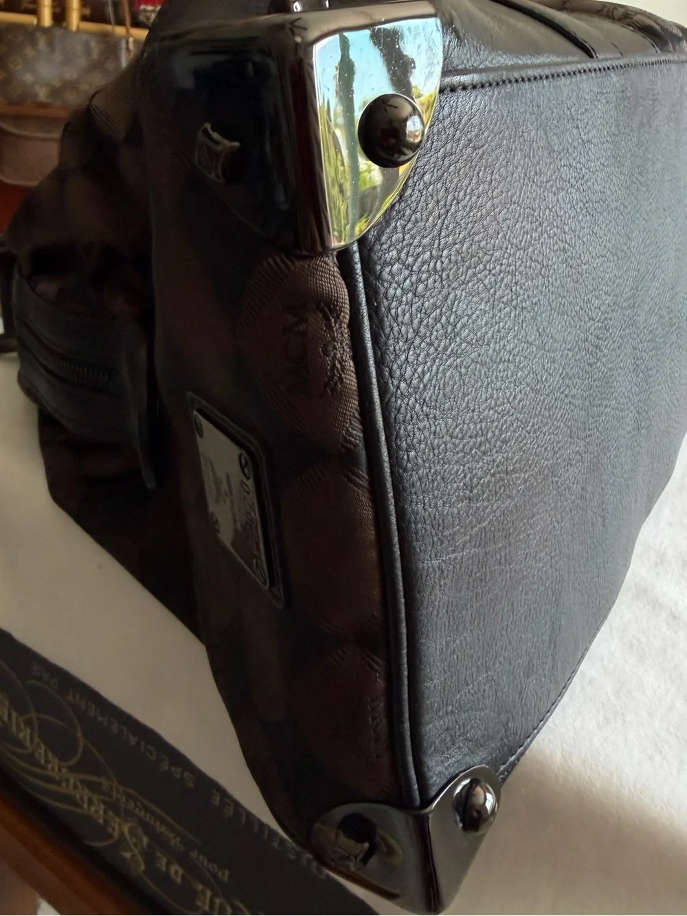 MCM XL Monogram Tote Bag Brown Black Cognac Oversized Travel Bag Luxury Designer